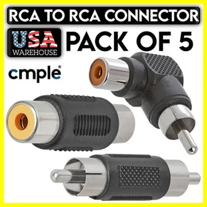 5 Pack RCA Coupler Audio Video Connector RCA Right Angle Adapter M to M F to F - Picture 1 of 8
