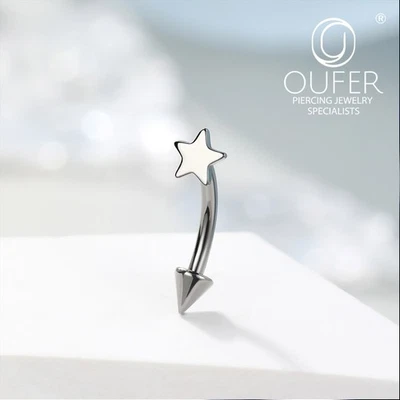 Piercing confortável cartilagem labial titânio cravejado de sobrancelha estrela 16G 8mm G23 - Imagem 1 de 4