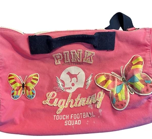 Vtg Y2K Retired Victoria's Secret PINK University Lightning Duffle Bag Patchwork - Picture 1 of 16