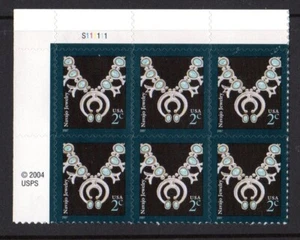 US Stamps: MNH Pl# Blk 6 of the 2007 2c Antique Necklace stamp, #3754 - Picture 1 of 1