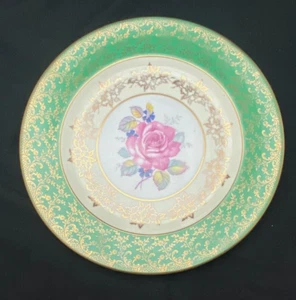 TARGA DORATA VINTAGE PARAGON ROSLY PATTERN 10,5" DIPINTA A MANO, MARCATA c1958 vg - Foto 1 di 5