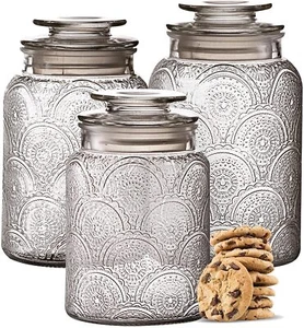 Food Storage Containers With Airtight Lids Retro Design Pantry Organization Glas - Picture 1 of 9