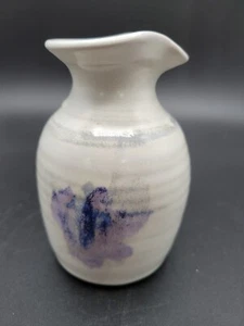 Studio Pottery Ceramic Signed Vase Pour Jar Purple Blue - Picture 1 of 8