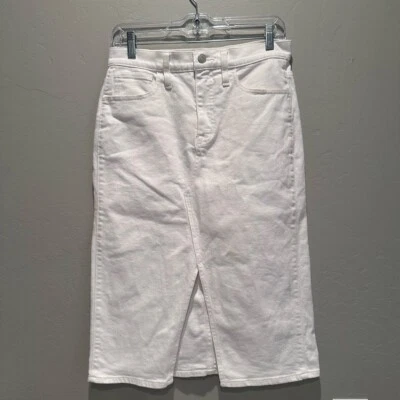 Falda Lápiz Denim Blanca J.Crew con Abertura Frontal Talla 27 Estilo AK112 Foto 1 de 4