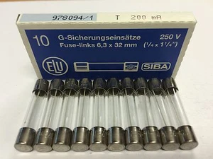 T200mA250V SIBA 200mA 250V Zeitverzögerung langsames Blasen Glassicherung 6x32 mm Pk5/Pk10 JPSF356 - Bild 1 von 5