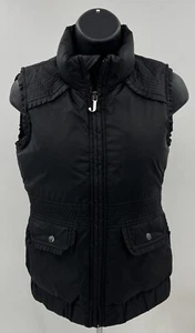 Juicy Couture Logo Spell Out Down Puffer Vest Black Gold Womens XS Girls Size 12 - Picture 1 of 12