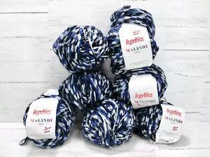 Katia Malindi Yarn Lot 7 Skein Blue White Color 11 100% Acrylic Super Bulky - Picture 1 of 5