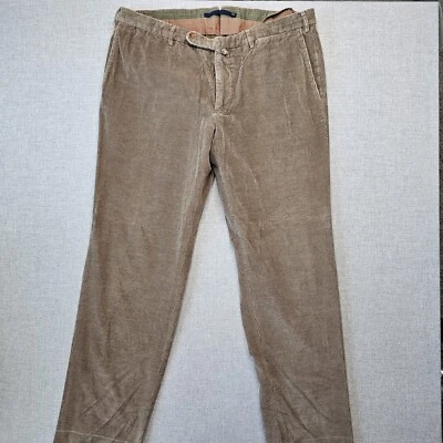 Платье Incotex вельветовые брюки мужские размер 37x31,5 дюйма Chino плоское спереди коричневое  - Изображение 1 из 4