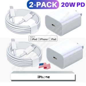 2PACK PD 20W Fast Charger USB C Power Adapter For iPhone 14 13 12 11 Pro XR iPad - Picture 1 of 18