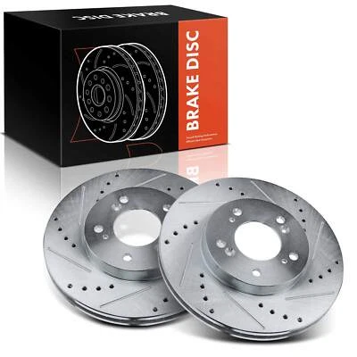 2pcs Front Drilled Brake Rotors for Honda Prelude 1997-2001 Odyssey 1995-1998 - Image 1 of 4