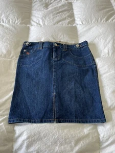 Burberry London | Women’s SZ 38 (US 8) | Blue Denim Mini Skirt Logo EUC - Picture 1 of 9