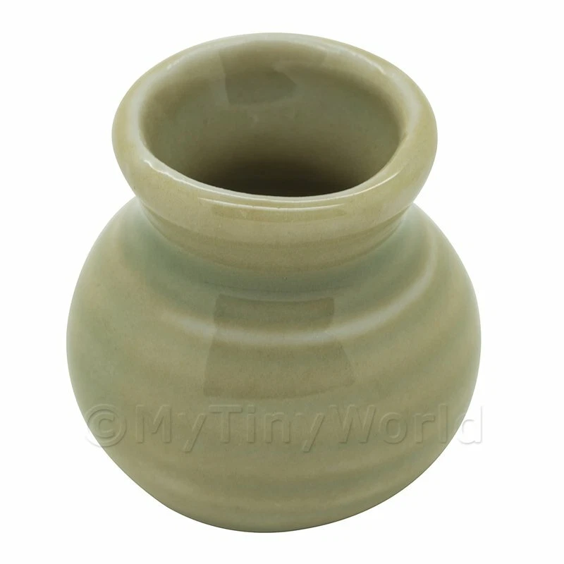 Casa Delle Bambole Miniatura Fatto a Mano Alto Ceramica Verde a Coste Vaso - Immagine 1 di 1