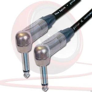 Low Noise PRO Angled Guitar Lead. 1/4 inch Mono Neutrik Jacks 2m, 3m, 5m Cable - Picture 1 of 2