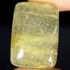 34.60Cts Natural Golden Rutilated Quartz Cushion Cabochon Loose Gemstones