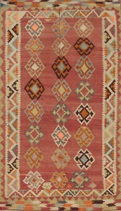 Vintage Vegetable Dye Kilim Wool Hand-woven Reversible Rug Area Carpet 4x7 - Picture 1 of 14