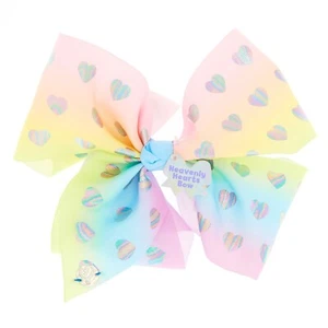 JoJo Siwa Heavenly Hearts Pastel Rainbow Holographic Valentines Hair Bow - Picture 1 of 4