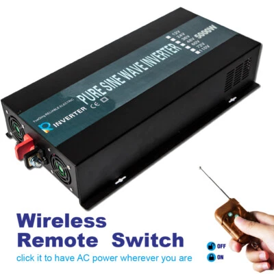 5000W Pure Sine Wave Inverter 12V 240V Off Grid Solar Power Home Remote Switch - Image 1 of 4
