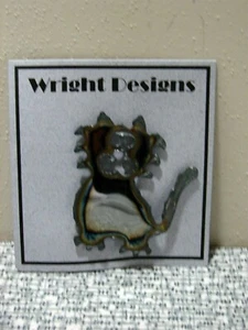 Metal Art CAT PIN Brooch Handcrafted David Wright Designs - Picture 1 of 6