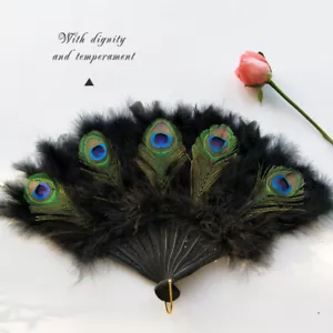 Pfau klappbarer Fächer chinesisch japanisch tragbar Hochzeit Tanz Party Kunst & Handwerk - Bild 1 von 5