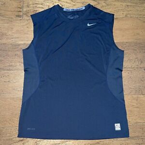 Nike Pro Combat Dri-Fit Mens Black Sleeveless Athletic Fitted Shirt