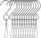 12 Pack Swivel Hooks Clips for Hanging Wind Spinners, Wind Chimes, Bird Feeder, 