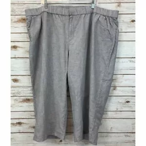 Liz Claiborne Classic Straight Leg Grey & White Linen Capri's - Picture 1 of 6