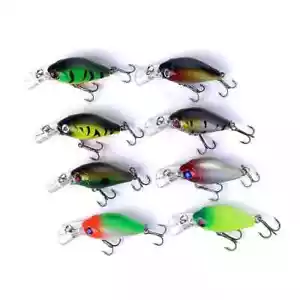 8pcs Crankbaits 5cm/4.4g Minnow Fishing Lures Hook Tackle Hard Bait Wobbler - Picture 1 of 11