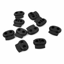 10pieces Black Plastic 5mm Dia Double Hole Rope Cord Locks Ends Stoppers