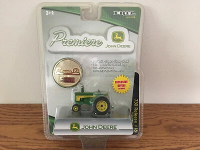John Deere 730 Tractor Premier Ultra Raro Versão Lamacenta Escala 1/64 Novo na embalagem por Ertl - Imagem 1 de 4