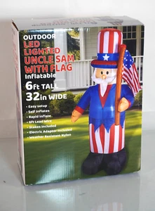 6 FT Patriotic Memorial Day July 4th Inflatable Uncle Sam Lighted Blow up - Picture 1 of 1