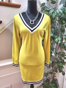 Soho Women's Yellow Polyester V-Neck Long Sleeve Knee Length Dress Size Small - Picture 1 of 12