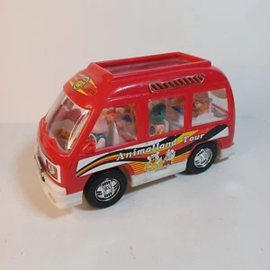 Vintage Animaland Tour rot Kunststoff Bus Spielzeug Dae-Aind Co Korea mit Passagieren - Bild 1 von 9
