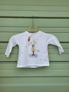 ZARA BABY Ecru T-SHIRT WITH TEXT Long Sleeve Size 12 18 months #B1353B - Picture 1 of 12