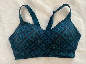 Victoria's Secret Sports Bra On Point Green Black Logo Lined Racerback Medium DD - Picture 1 of 7