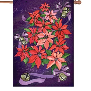 Poinsettia Topiar House Tamaño (28"" x 40"" aprox) Bandera PR 52494 - Imagen 1 de 1