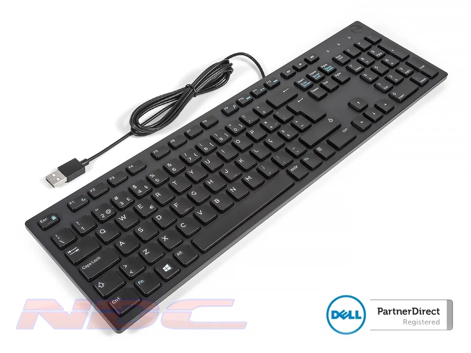 NEW Dell KB216 PORTUGUESE Slim Office Multimedia Desktop Keyboard (BLACK) - Image 1 of 2
