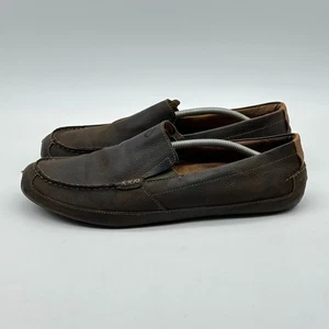 Olukai Akepa Moc Mens 13 M Dark Brown Leather Casual Comfort Driving Loafers - Picture 1 of 14
