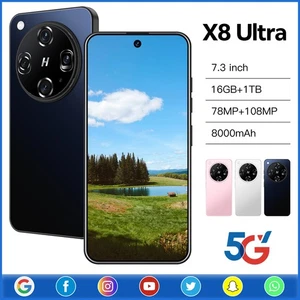 Brand-new7.3-inch X8 Ultra  smartphone 16+1T Android 8000mAh dual SIM phone  new - Picture 1 of 16