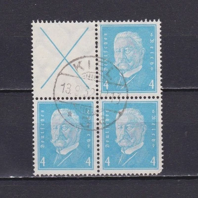 GERMANY 1932, Mi# W26 & S38, CV €60, Block with gutter from booklet, Used - Image 1 of 2