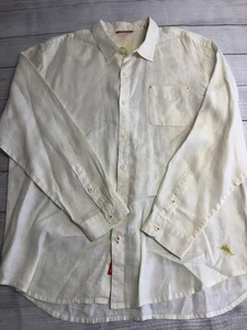 Tommy Bahama Relax Shirt Mens 2XL Cream Linen Button Down Long Sleeve Marlin - Picture 1 of 11