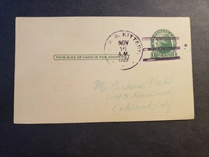 USS KITTERY AK-2 Naval Cover 1929 Postal Card - Picture 1 of 2