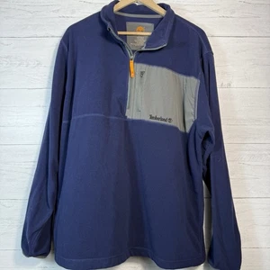 Timberland 1/4 Zip Fleece Jacket Mens 2XL Blue Long Sleeve Mock Neck Pro - Picture 1 of 4