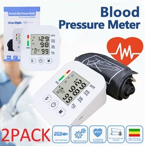 2 Stück Neu Arm Bluthochdruck Messgerät Digital BP Manschette LCD Pulsmesser Stimme - Bild 1 von 18