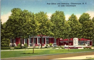Post Office And Relectory Chautauqua N Y On Lake Chautauqua Linen Postcard - Picture 1 of 4