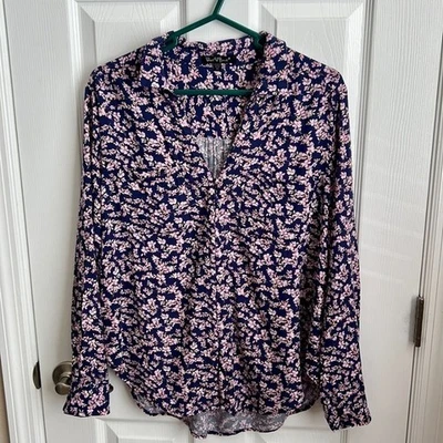 Blusa de terciopelo con estampado floral de corazón para dama de manga larga con botones talla M Foto 1 de 4