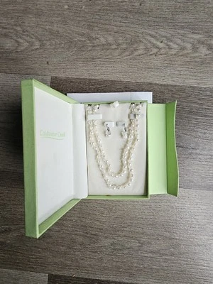 NUEVO Juego de collar pendientes de cristal de perlas de agua dulce Coldwater Creek vintage L@@K! Foto 1 de 4