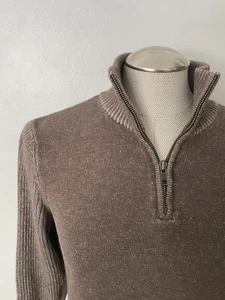 Calvin Klein Damen Größe Large braun Pullover 1/4-Reißverschluss Stehkragenpullover gerippt - Bild 1 von 7