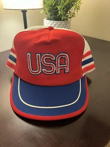 Rare Vintage Team USA 3 Stripes Truckers Snapback Hat Cap - Picture 1 of 6