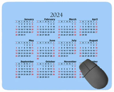 2024 Calendar Year Mouse Pad,Solid Color Mouse Pad with Stitched Edge - Image 1 of 4