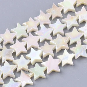 10strands Freshwater Shell Beads Star Shape Creamy 10mm White AB Color Plated - Picture 1 of 2